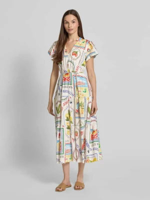 Sukienka koktajlowa lniana z kołnierzem z lamówką model ‘Jacqueline’ Forever New