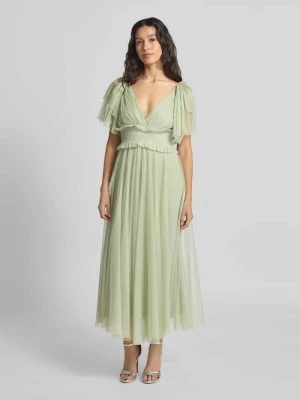 Sukienka koktajlowa o długości do kolan z dekoltem w serek Lace & Beads