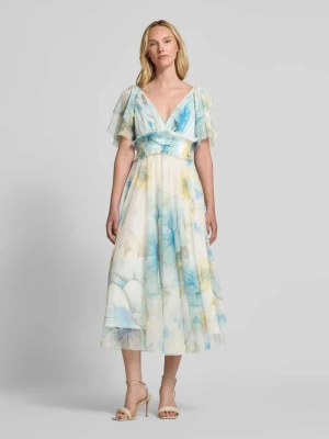 Sukienka koktajlowa o długości do kolan z dekoltem w serek Lace & Beads