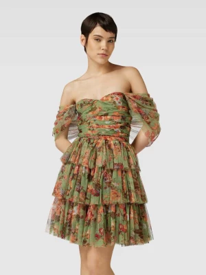 Sukienka koktajlowa o długości do kolan z kwiatowym nadrukiem Lace & Beads