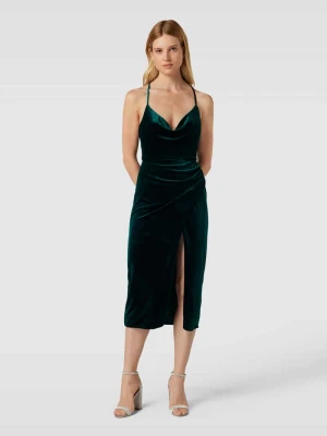 Sukienka koktajlowa o długości do kolan z lejącym dekoltem LUXUAR FASHION