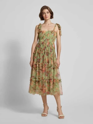 Sukienka koktajlowa o długości do kolan z marszczonymi detalami Lace & Beads