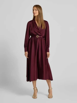 Sukienka koktajlowa o kroju regular fit w stylu kopertowym RINASCIMENTO