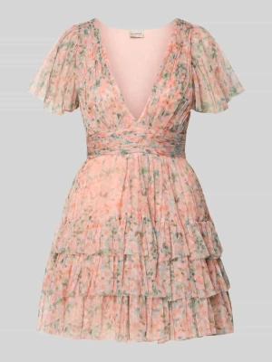 Sukienka koktajlowa w efekcie stopniowania z tasiemką w talii Lace & Beads