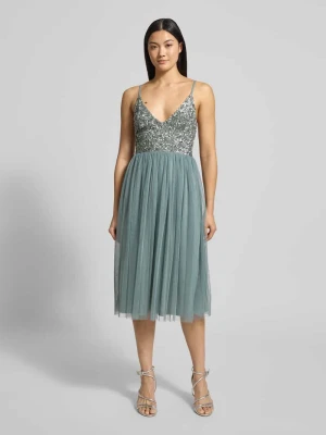 Sukienka koktajlowa z cekinowym obszyciem Lace & Beads