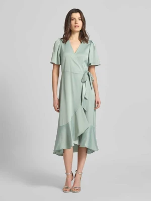 Sukienka koktajlowa z dołem obszytym falbaną model 'THEA' YAS