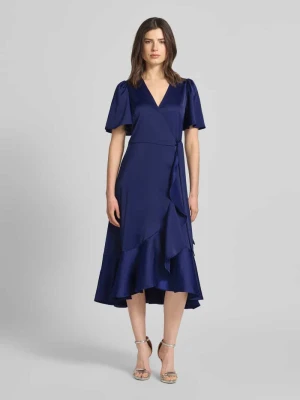 Sukienka koktajlowa z dołem obszytym falbaną model 'THEA' YAS