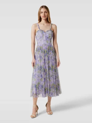 Sukienka koktajlowa z kwiatowym wzorem na całej powierzchni Lace & Beads