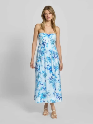 Sukienka koktajlowa z mieszanki lyocellu i jedwabiu ze wzorem na całej powierzchni bardot