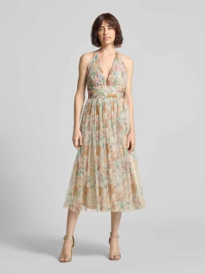 Sukienka koktajlowa z neckholderem i sznurowaniem Lace & Beads