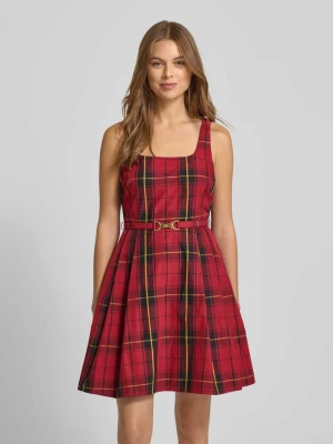 Sukienka koktajlowa z prostokątnym dekoltem i paskiem model ‘FRANTISE’ Lauren Ralph Lauren