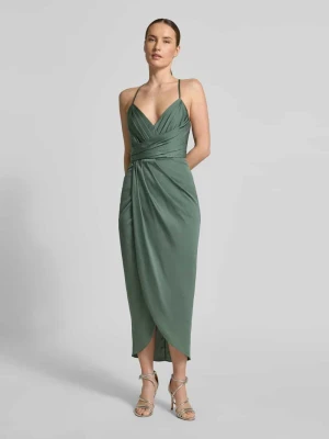 Sukienka koktajlowa z satyny w fasonie kopertowym V by Vera Mont