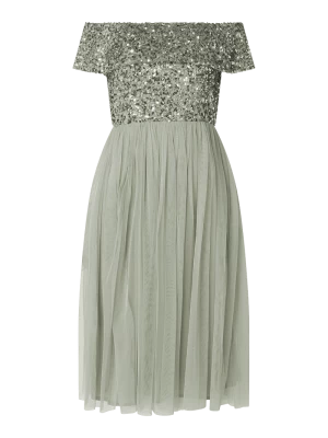 Sukienka koktajlowa z tiulu z dekoltem carmen MAYA DELUXE