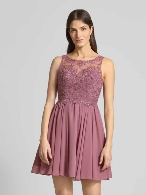 Sukienka koktajlowa z tiulu z kamieniami stras Laona