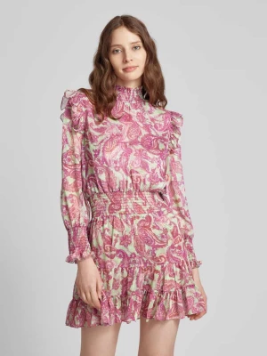 Sukienka koktajlowa ze wzorem paisley i marszczonymi detalami ADLYSH