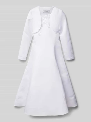 Sukienka komunijna z obszyciem ozdobnymi kamieniami Happy Girls