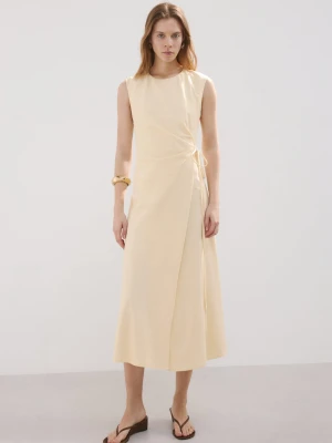 Sukienka kopertowa midi z wiązaniem w talii waniliowy - Kobieta - - MANGO