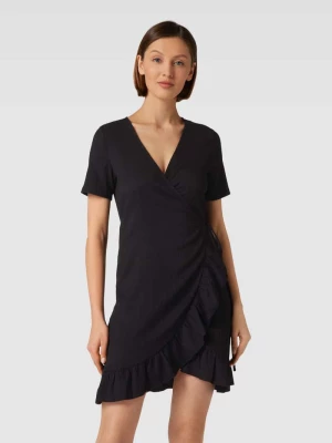 Sukienka kopertowa o długości do kolan z dołem obszytym falbaną model ‘HAYA’ Vero Moda