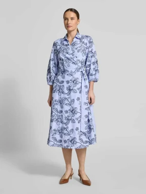 sukienka kopertowa z haftami i rękaw o dł. 3/4 WHITE LABEL