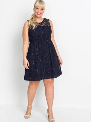 Sukienka koronkowa z cekinami bonprix