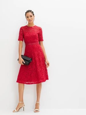 Sukienka koronkowa z szydełkową wstawką bonprix