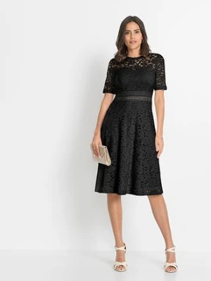 Sukienka koronkowa z szydełkową wstawką bonprix