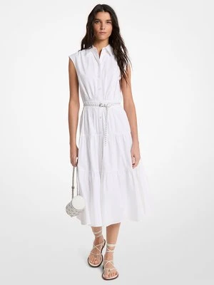 Sukienka koszulowa bez rękawów z bawełnianej popeliny z paskiem MICHAEL Michael Kors