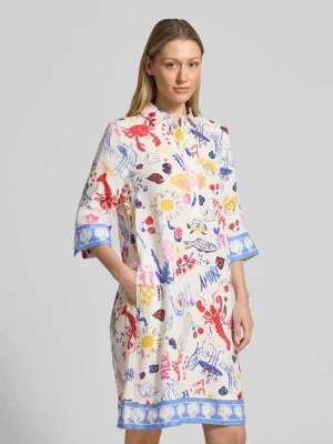 Sukienka koszulowa do kolan z lnu z kołnierzykiem koszulowym Christian Berg Woman