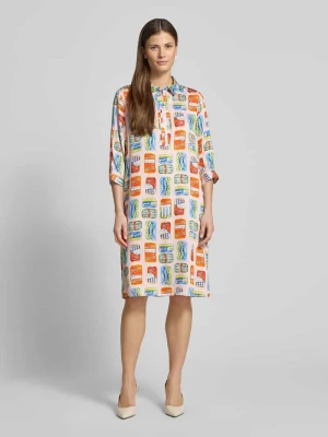 Sukienka koszulowa do kolan z wiskozy we wzór na całej powierzchni milano italy