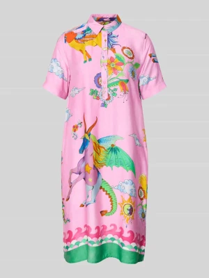 Sukienka koszulowa do kolan z wiskozy we wzór na całej powierzchni milano italy