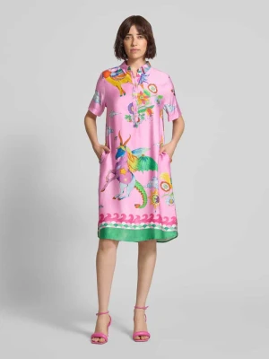 Sukienka koszulowa do kolan z wiskozy we wzór na całej powierzchni milano italy