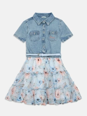 Sukienka koszulowa Guess niebieski denim