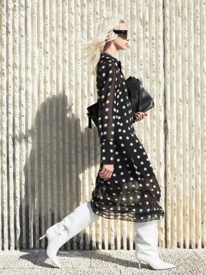 Sukienka koszulowa midi w grochy PATRIZIA PEPE