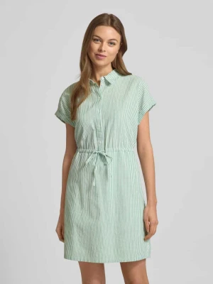 Sukienka koszulowa mini taliowana ze wzorem w paski Tom Tailor Denim