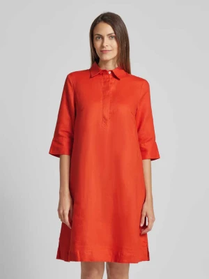 Sukienka koszulowa o długości do kolan z lnu w jednolitym kolorze Christian Berg Woman