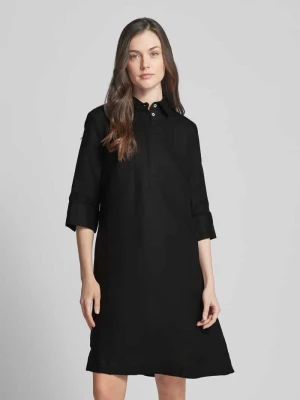 Sukienka koszulowa o długości do kolan z lnu w jednolitym kolorze Christian Berg Woman