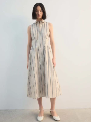 Sukienka koszulowa o rozszerzanym kroju średni brązowy - Kobieta - - MANGO