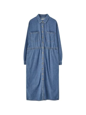 Sukienka koszulowa PULL&BEAR niebieski