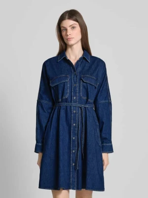 Sukienka koszulowa rozkloszowana z bawełnianego denimu model ‘BALENIO’ Weekend Max Mara Jeansowy niebieski