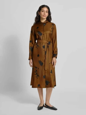 Sukienka koszulowa taliowana z czystego jedwabiu model ‘JADI’ MM By Max Mara Koniakowy