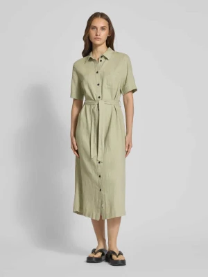 Sukienka koszulowa taliowana z mieszanki wiskozy i lnu model ‘CARO’ Only