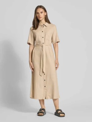 Sukienka koszulowa taliowana z mieszanki wiskozy i lnu model ‘CARO’ Only