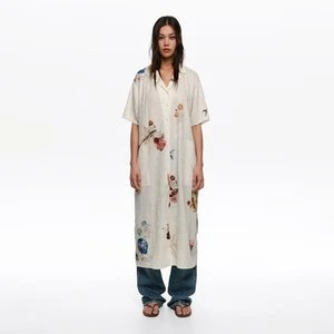 Sukienka koszulowa tkanina marszczona Seabed złamana biel BIMBA Y LOLA