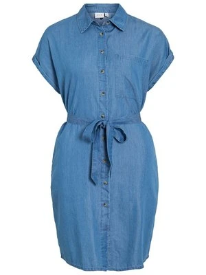 Sukienka koszulowa Vila niebieski denim