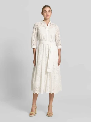 Sukienka koszulowa z ażurowej koronki z listwą guzikową milano italy