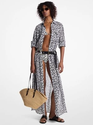 Sukienka koszulowa z bawełnianego batystu z nadrukiem w kwiaty MICHAEL Michael Kors