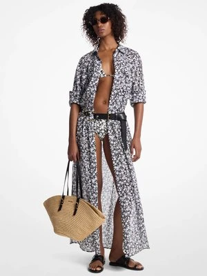 Sukienka koszulowa z bawełnianego batystu z nadrukiem w kwiaty MICHAEL Michael Kors