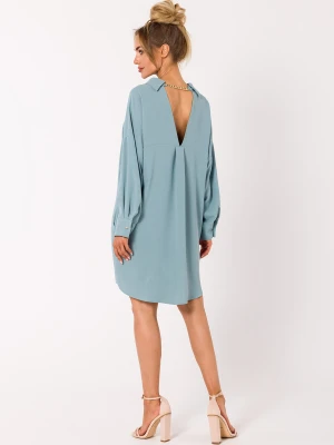 Sukienka koszulowa z dekoltem V na plecach brązowa Moe