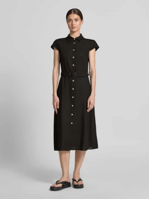 sukienka koszulowa z dodatkiem lnu i pasek Apricot