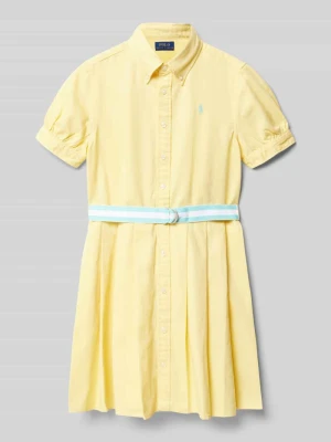 Sukienka koszulowa z kołnierzykiem typu button down i paskiem Polo Ralph Lauren Żółty